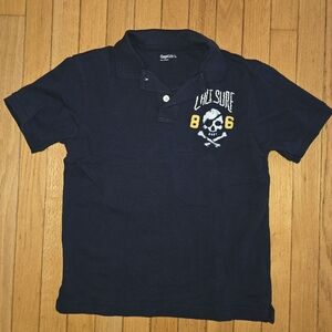 Boy's Gap Kids Classic 100% Cotton Navy Blue Cali Surf Polo Shirt Size L 10